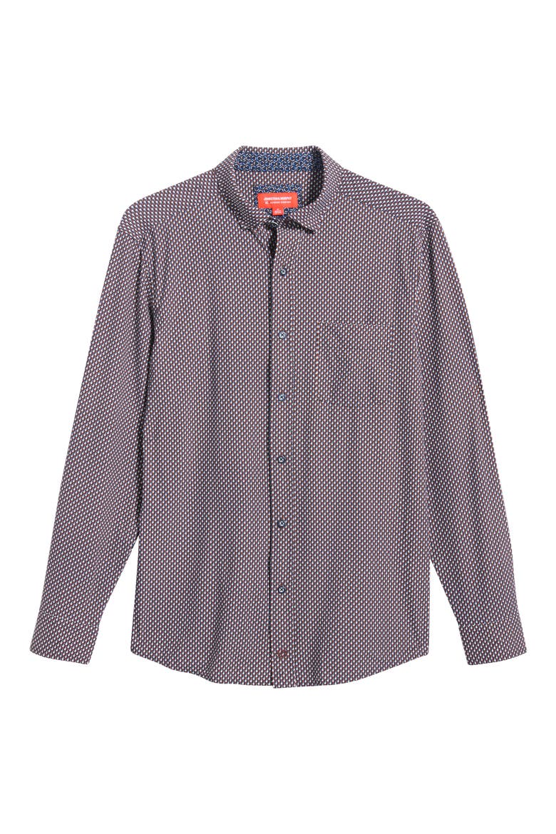 XC+™ Motion Microprint Knit Button-Up Shirt, Alternate, color, RUST/ NAVY STACKED TRIANGLE