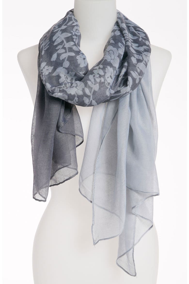 Sheer Floral Scarf, Main, color, GREY