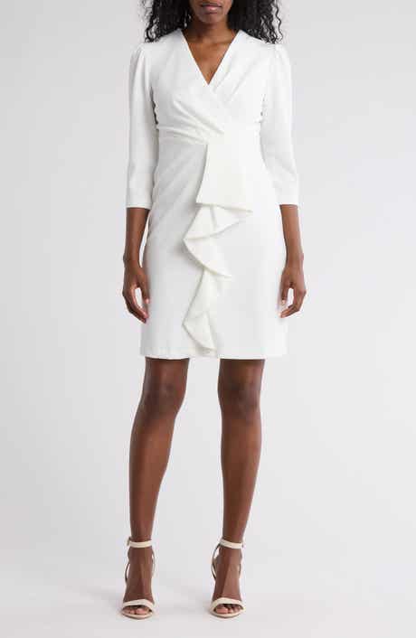 Julia Jordan Cascade Ruffle Crepe Sheath Dress