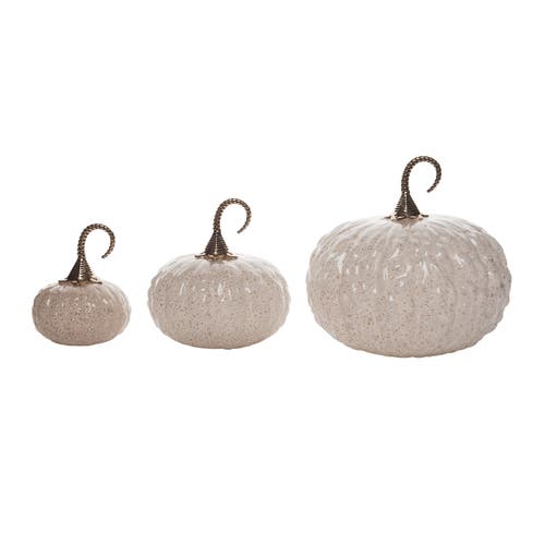 Transpac Off-white Harvest Vanilla Bean Pumpkin Set Of 3 Decorative Figurines