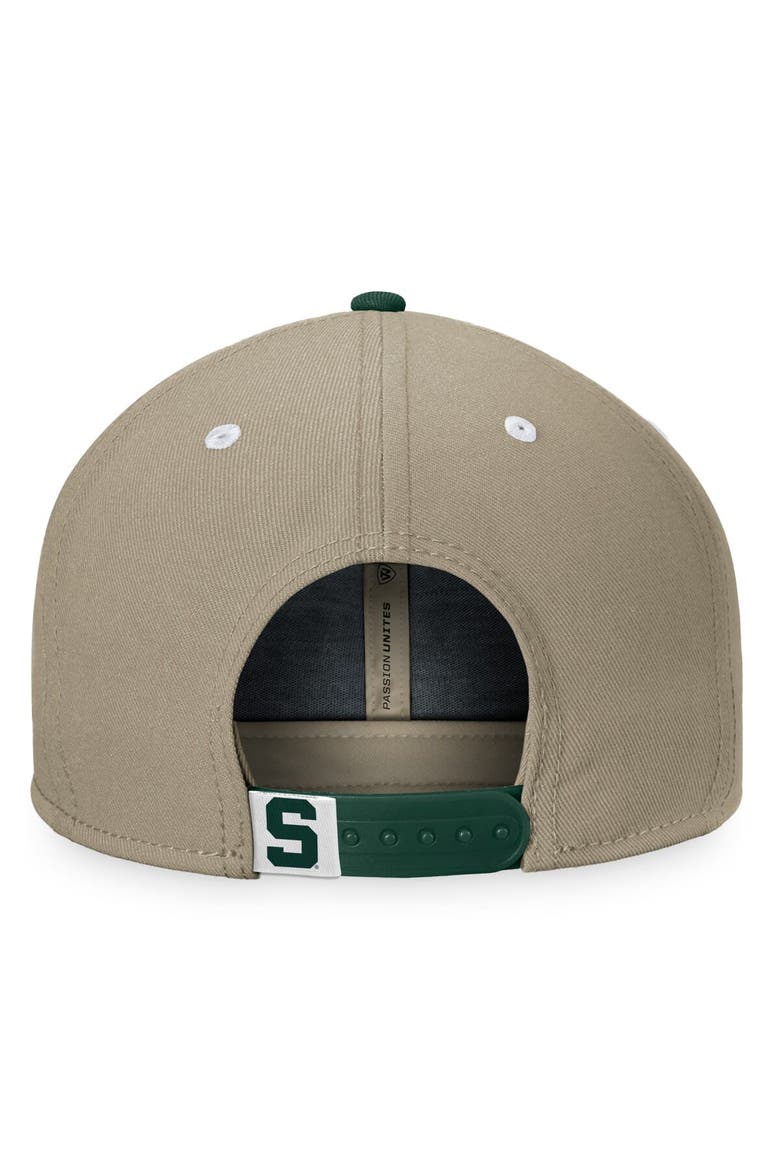 Men's Top of the World Khaki/Green Michigan State Spartans Land Snapback Hat, Alternate, color, Khaki
