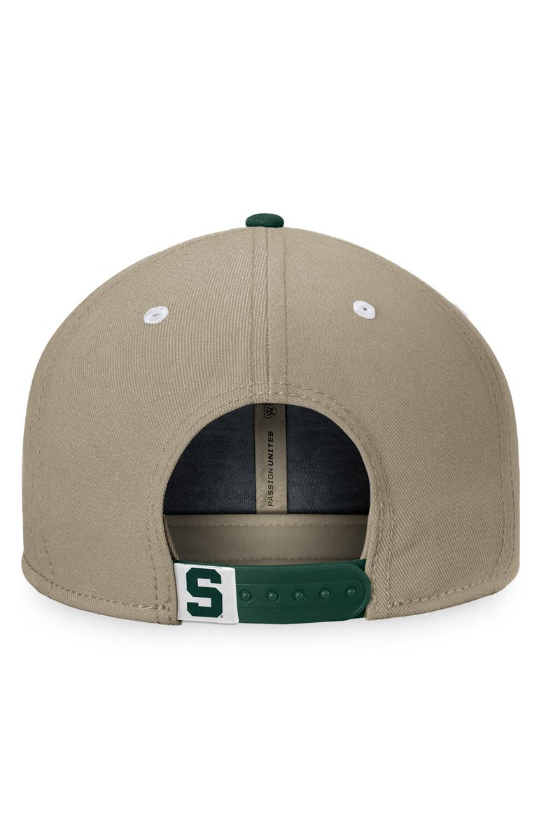TOP OF THE WORLD Men's Top of the World Khaki/Green Michigan State Spartans Land Snapback Hat, Alternate, color, Khaki