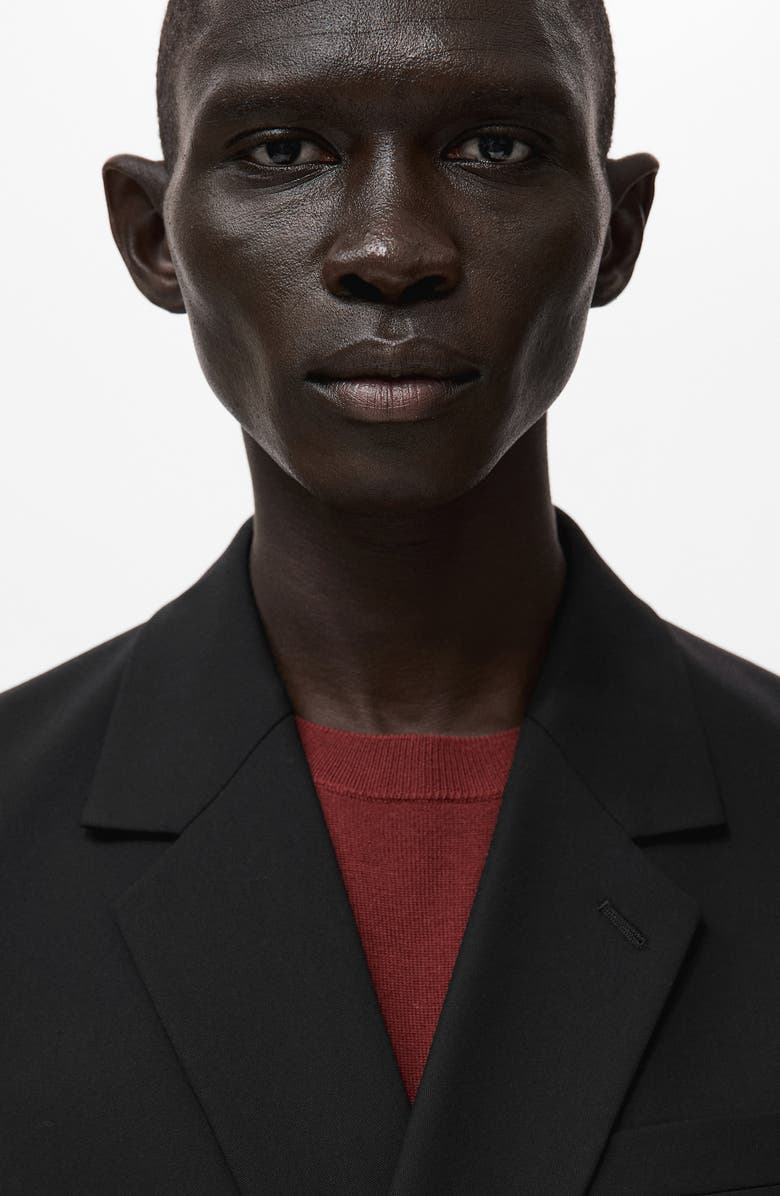 MANGO Boston Double Breasted Blazer, Alternate, color, Black