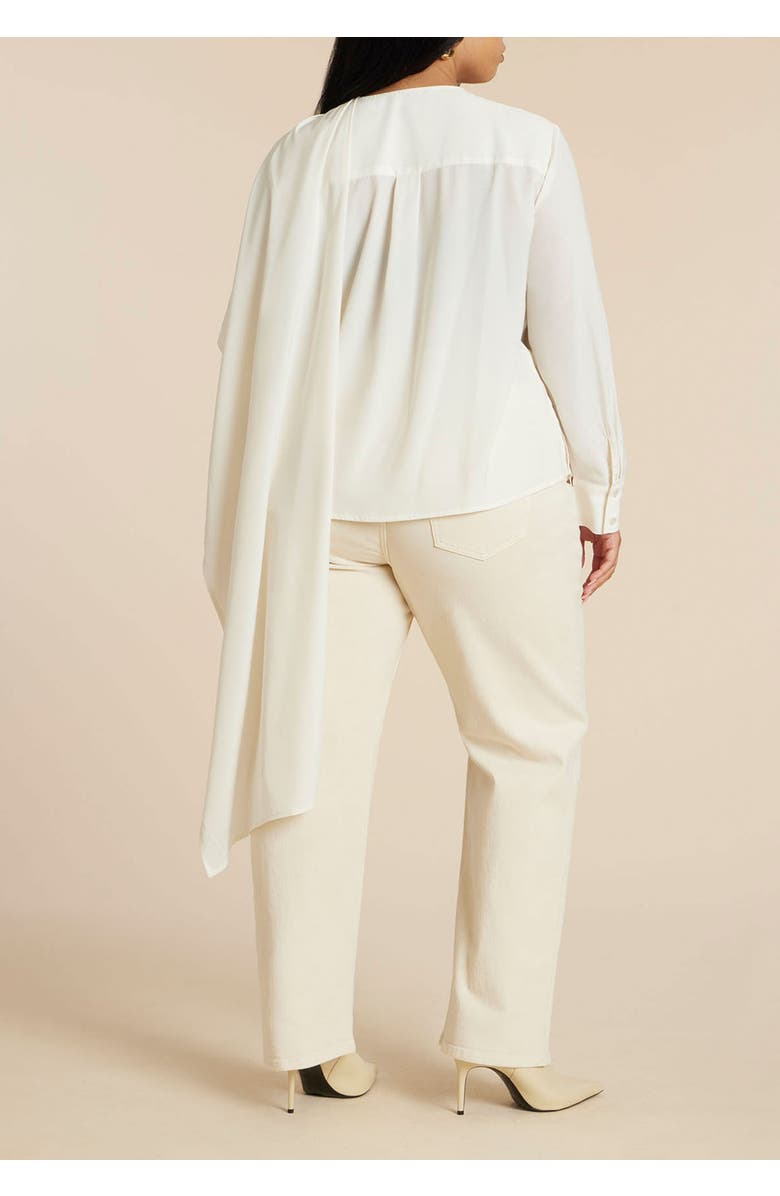 ELOQUII Button Up Top With Neck Cape, Alternate, color, Dew