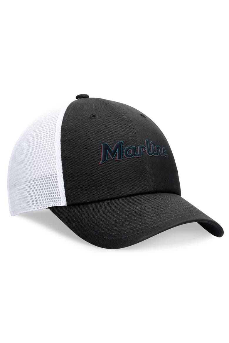 Men's Nike Black Miami Marlins Wordmark Adjustable Trucker Hat, Alternate, color, Black