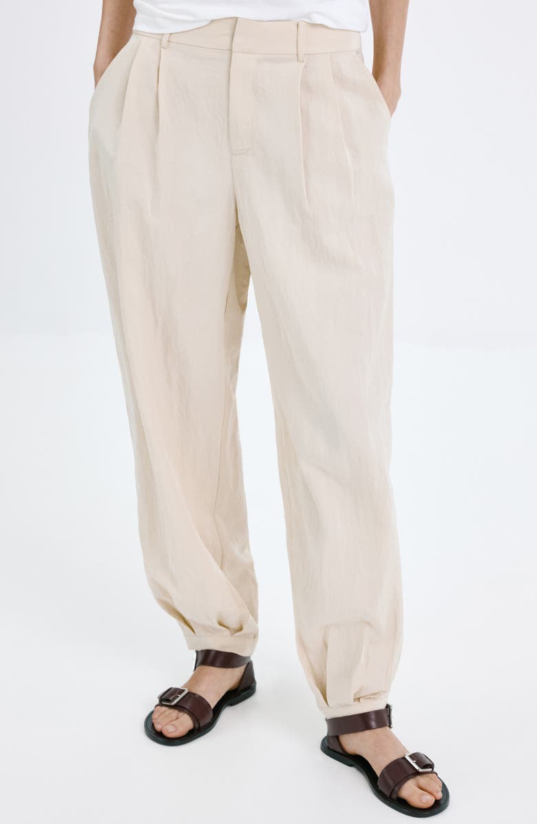 MANGO Featuring Hailey Bieber Pleated Balloon Pants, Main, color,