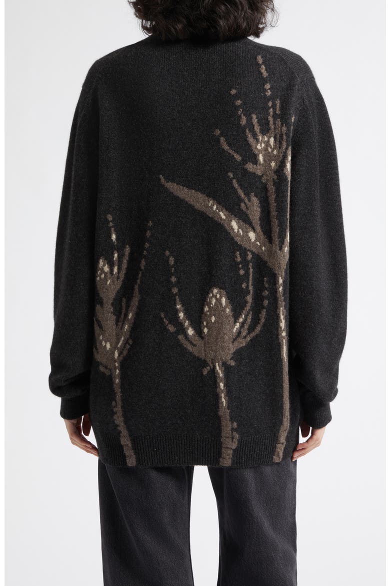 Wild Thistle Intarsia Cashmere Cardigan, Alternate, color, COAL COLOURWAY