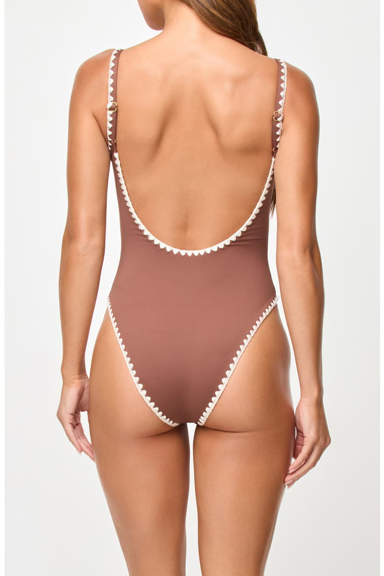 Nadia Low Back One-Piece Swimsuit, Alternate, color, CAFE / CREAM