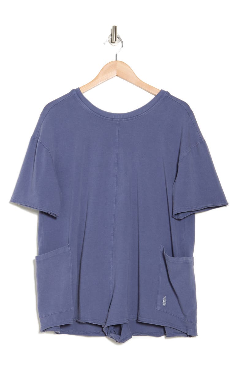 Free People FP Movement Hot Shot T-Shirt Romper, Alternate, color, Blue Indigo