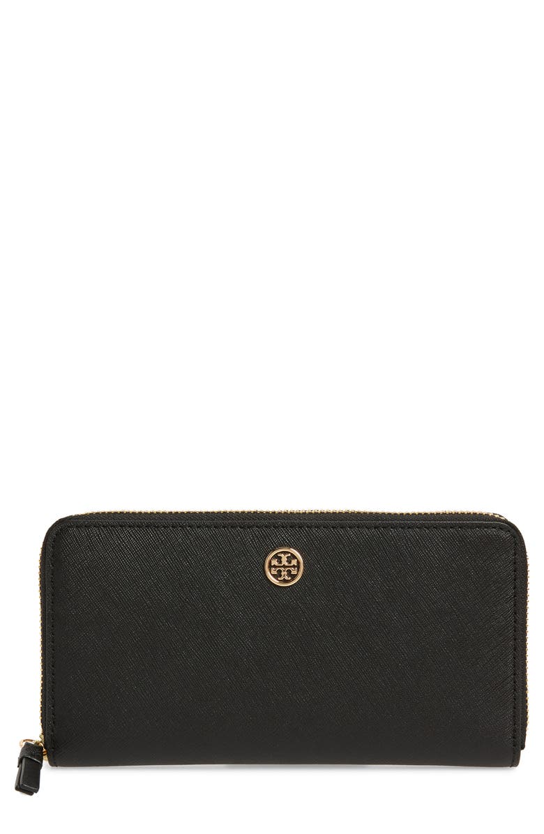 Tory Burch Robinson Zip Leather Continental Wallet, Main, color,