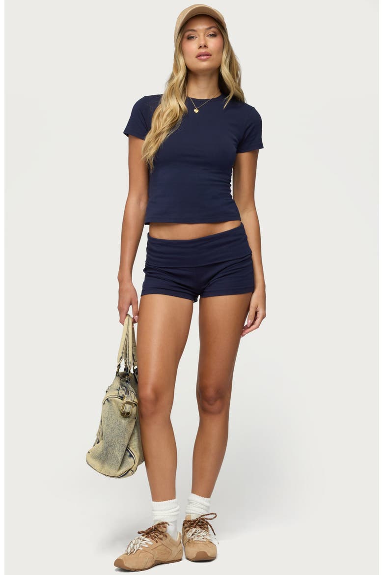 Marleaux Fitted Stretch Cotton T-Shirt, Alternate, color, NAVY