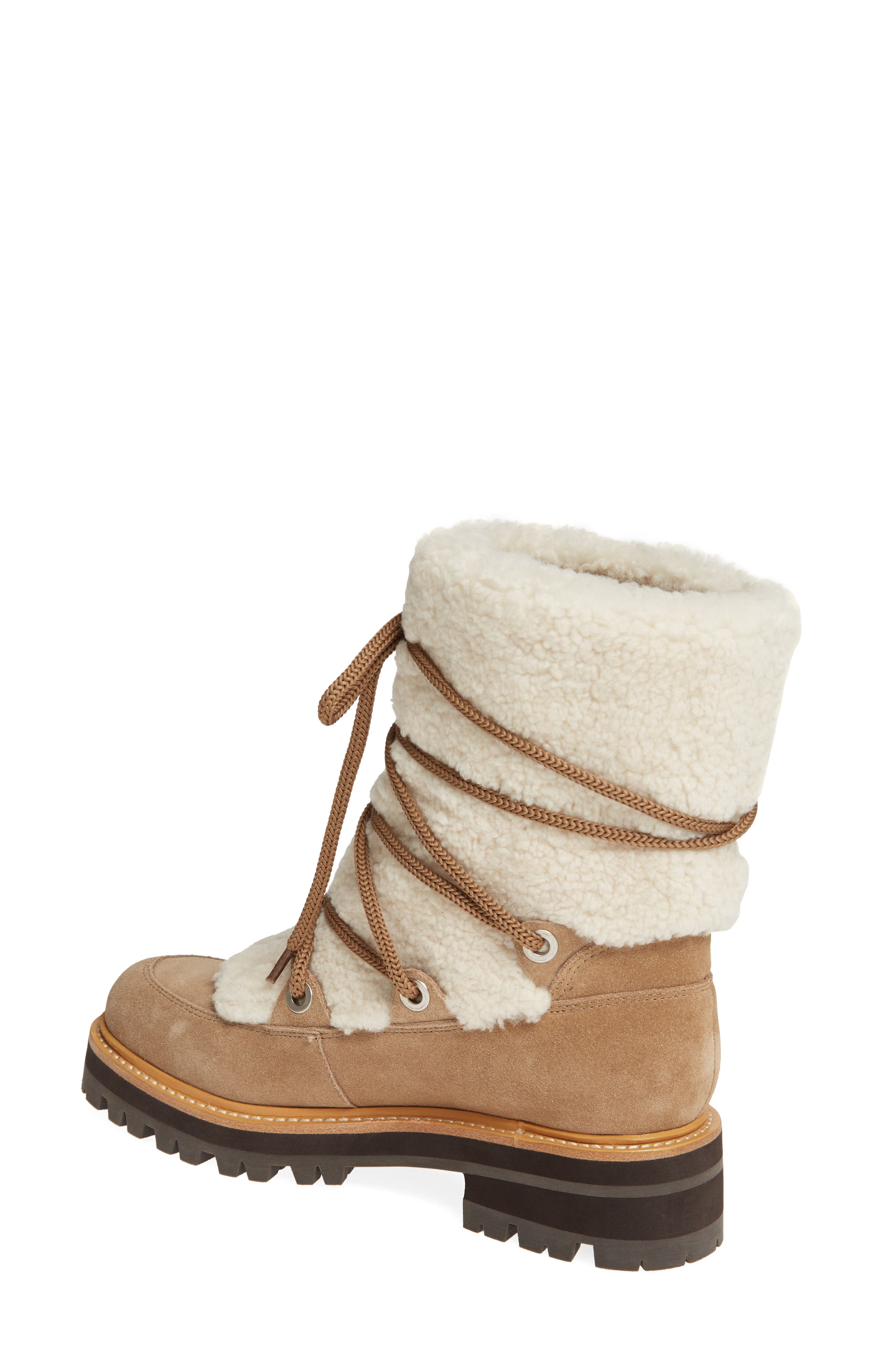 Isha Genuine Shearling Hiking Boot, Alternate, color, NATURAL/ TABACCO