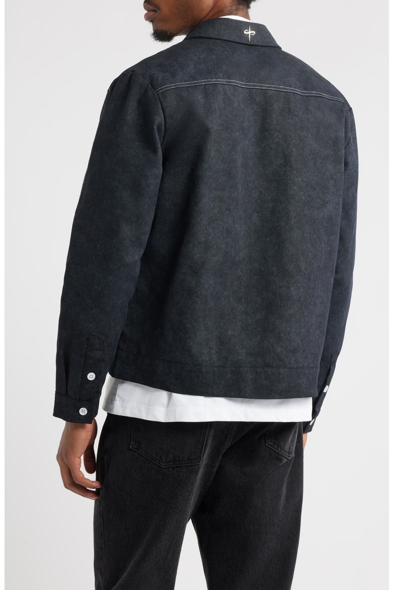 Alcamo Contrast Stitch Cotton Zip-Up Jacket, Alternate, color, BLACK