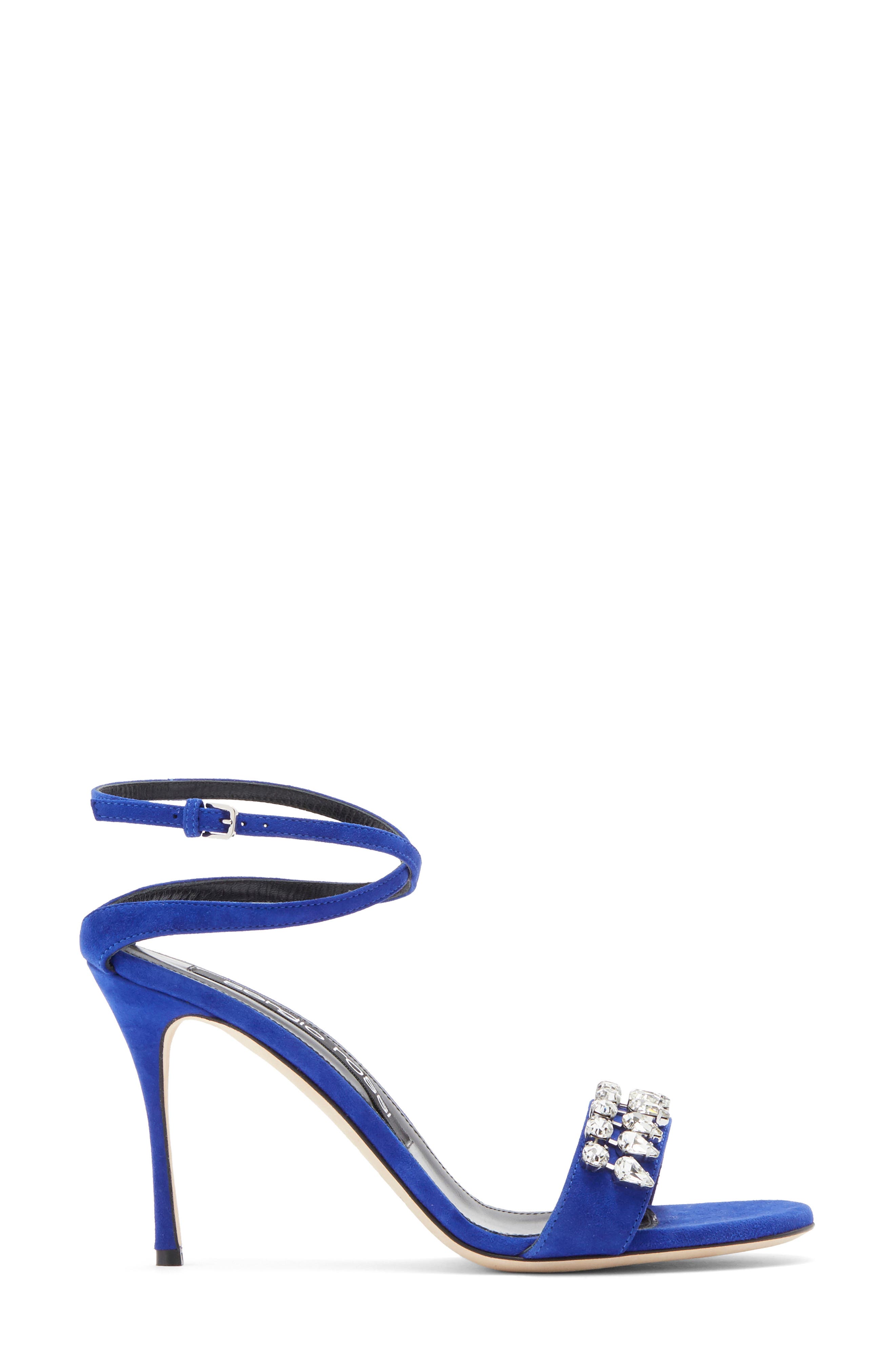 Sergio Rossi Crystal Ankle Wrap Sandal, Alternate, color, 