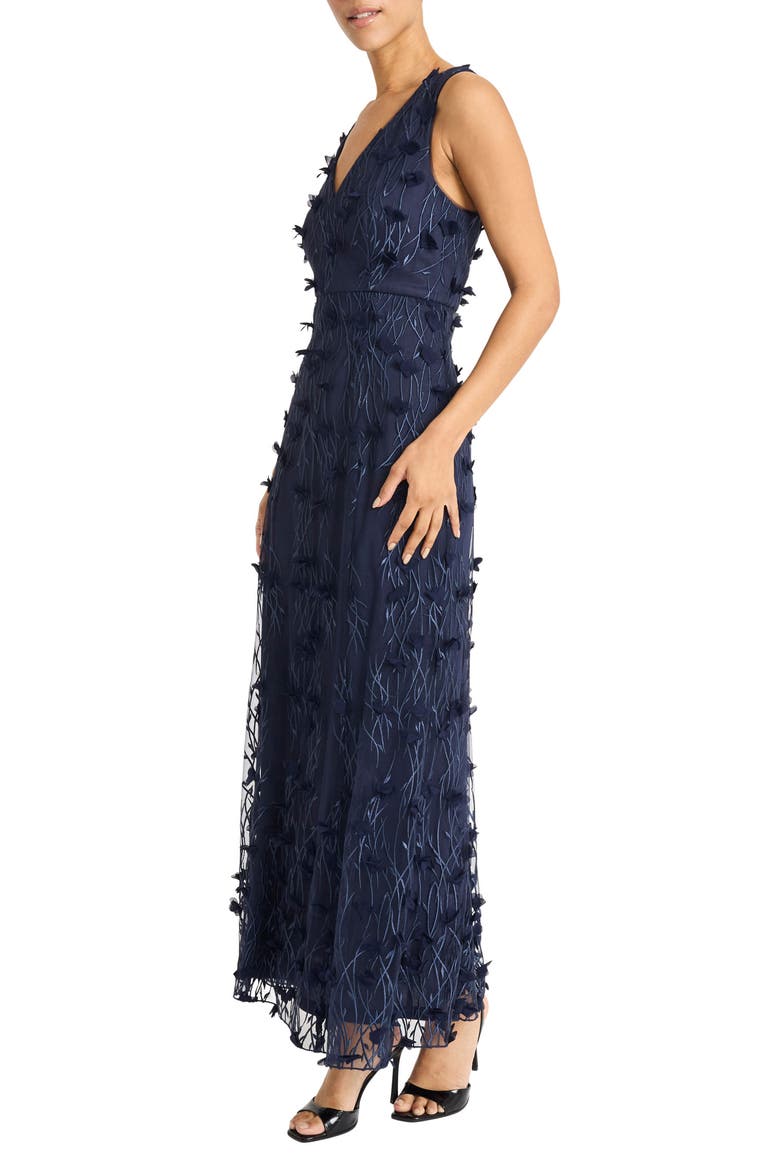 Floral Appliqué Sleeveless Gown, Alternate, color, NAVY BLAZER