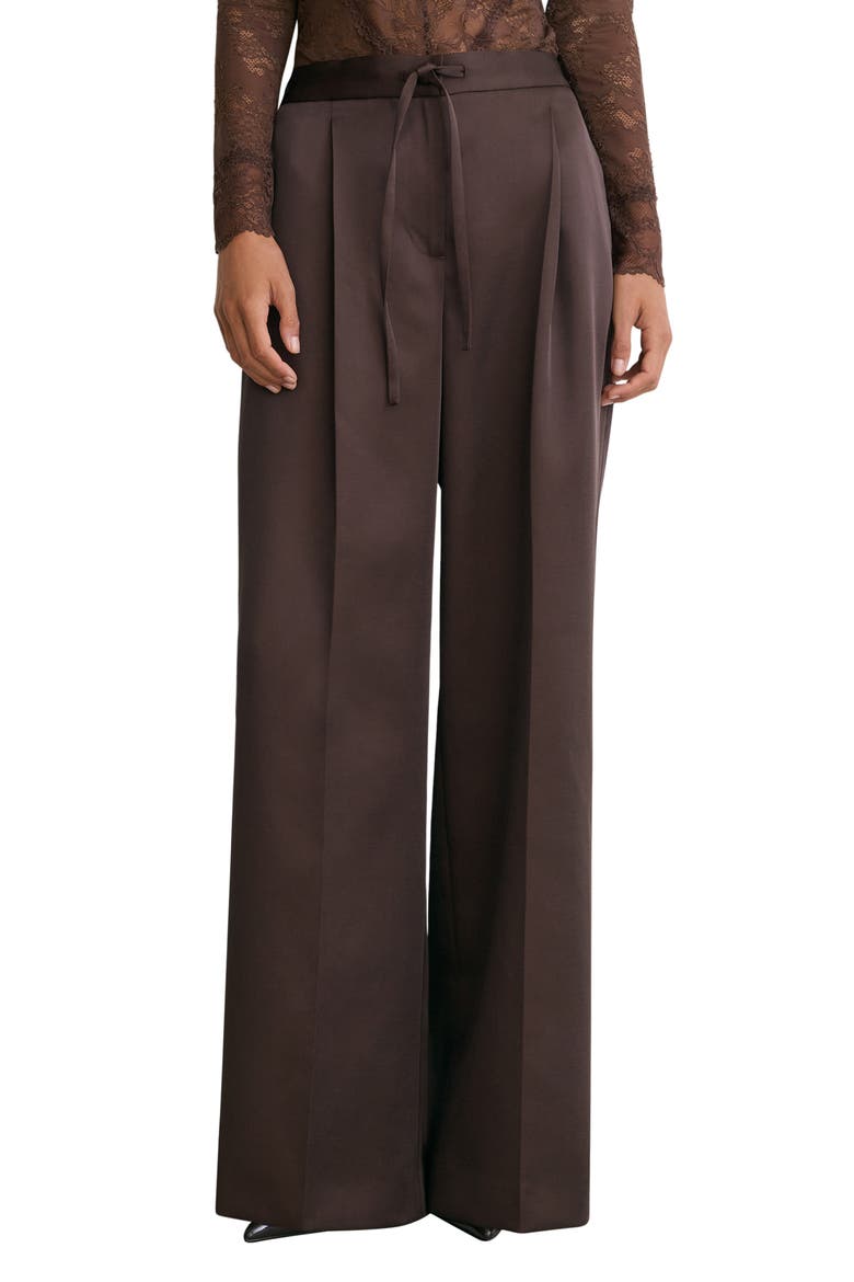 Ellen Satin Drawstring Wide Leg Pants, Alternate, color, BURGUNDY