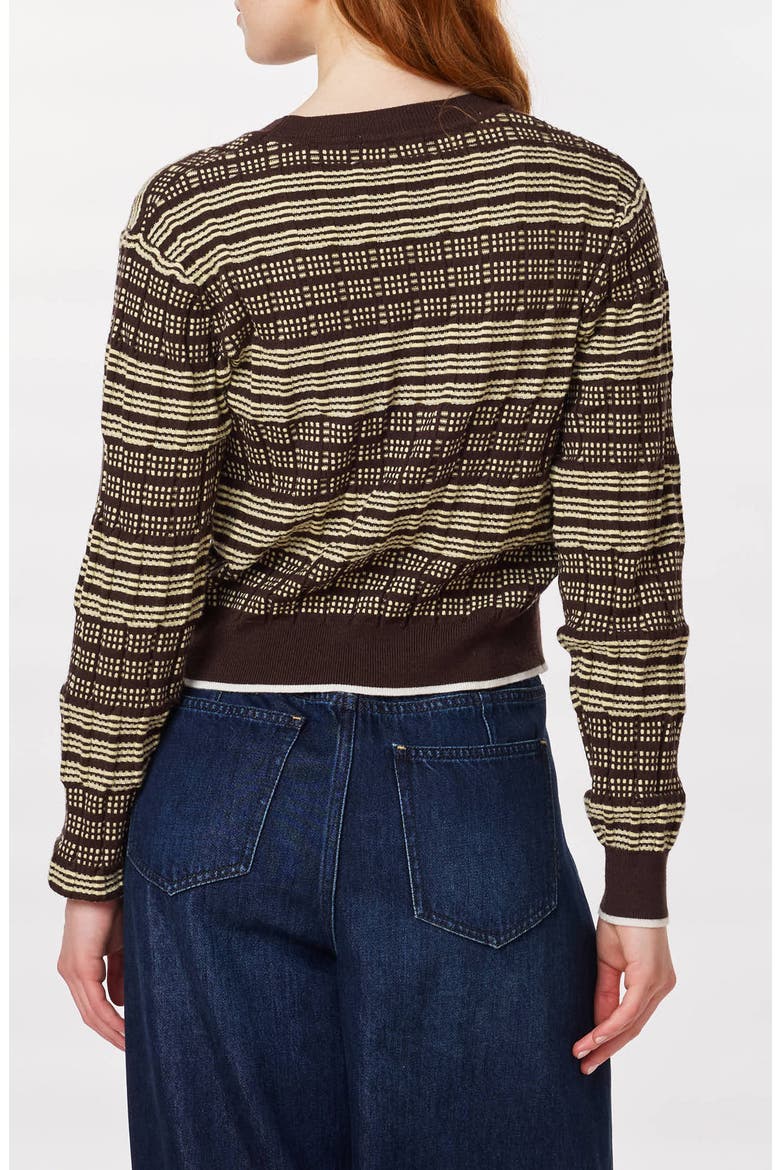 Crewneck Crop Pullover, Alternate, color, SEAL BROWN/ REED YELLOW