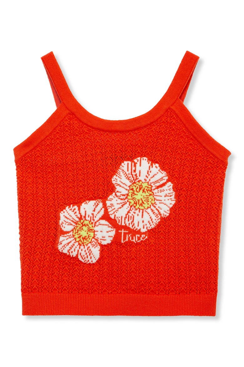 Kids' Jacquard Pointelle Sweater Tank Top, Main, color, ORANGE