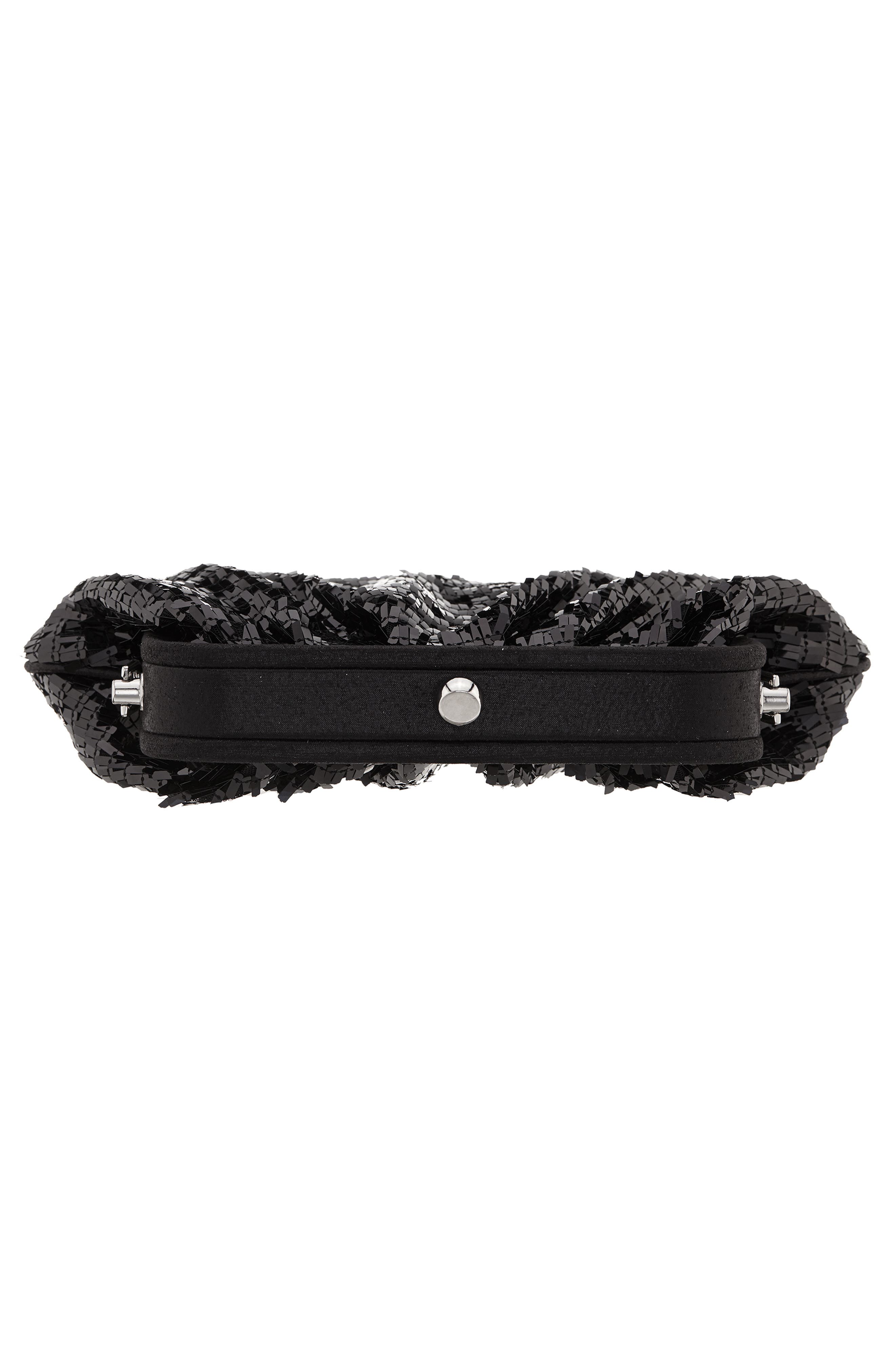 Nina June Sequin Frame Clutch, Alternate, color, Black