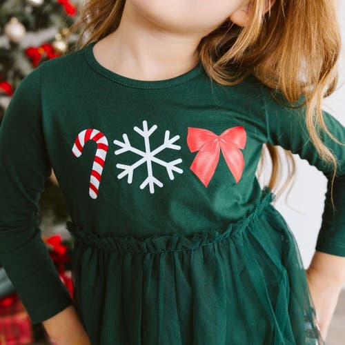 Sweet Wink Emerald Candy Cane Sequin Christmas Long Sleeve Tutu Dress In Multi