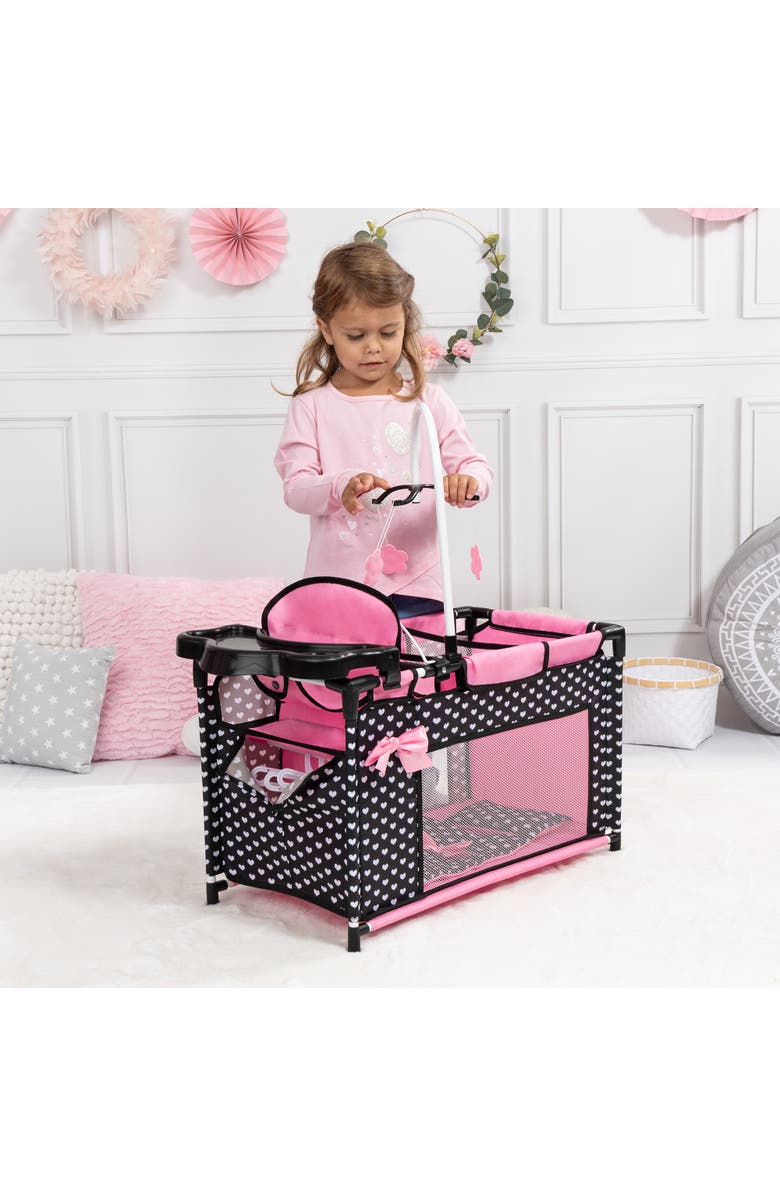 Bayer Design Multi Bed, Black, Pink, Hearts, Accessory Set for Dolls Up to 18 Inches, Alternate, color, Multicolored