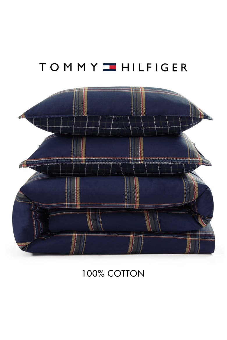 Beacon Plaid Duvet Cover & Shams Set, Alternate, color, NAVY BLUE/ DARK YELLOW