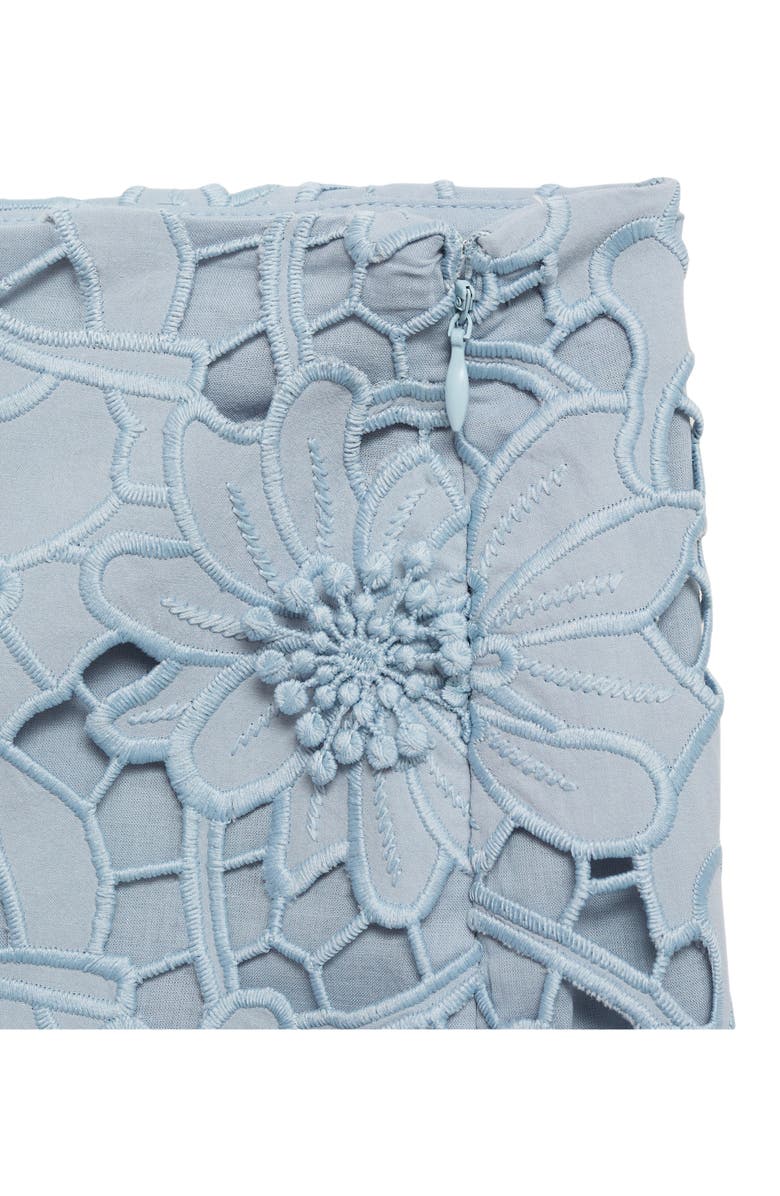 MANGO Embroidered Floral Cotton Miniskirt, Alternate, color, Blue