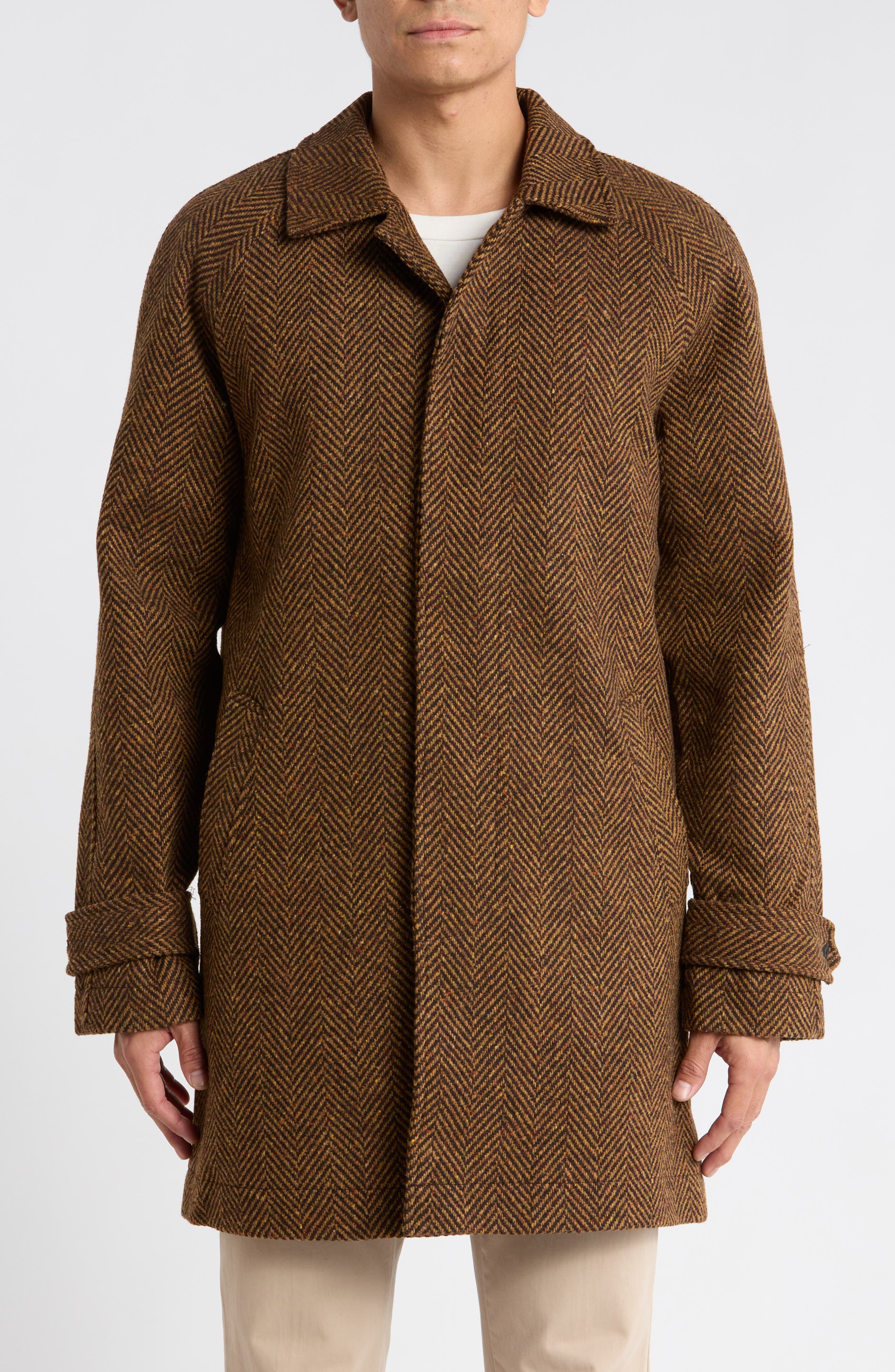 Relaxed Herringbone Overcoat