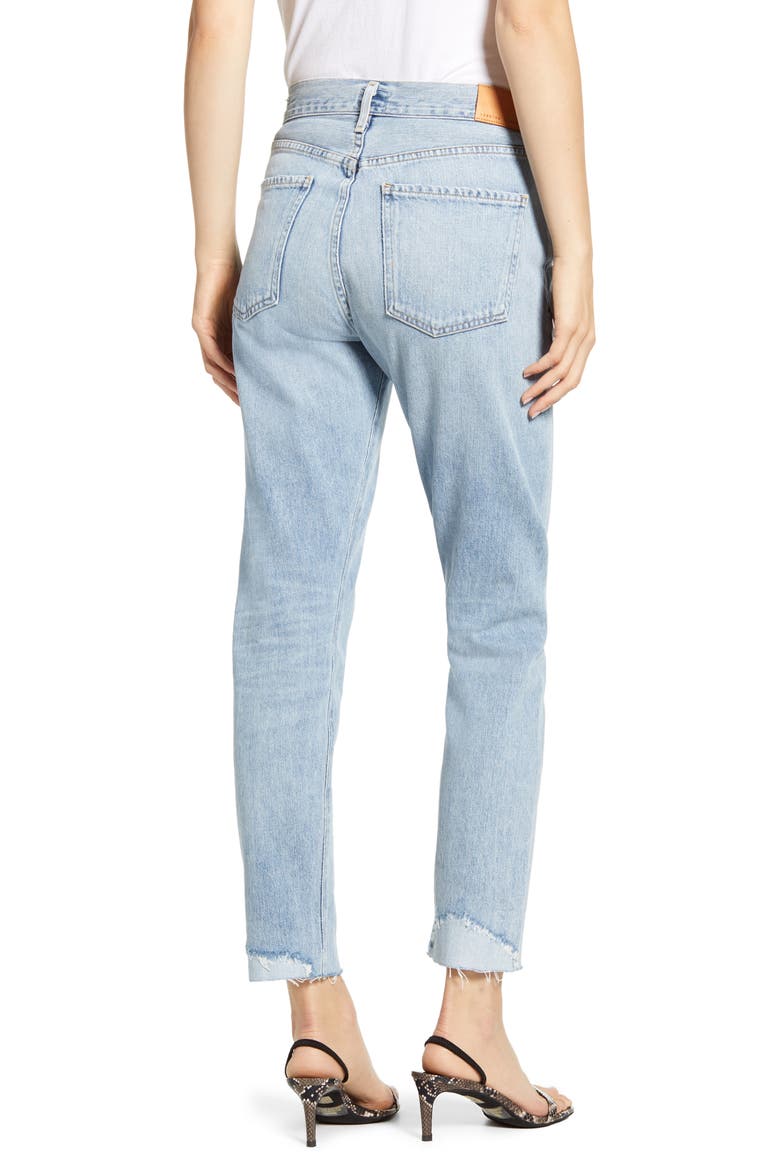 Liya High Waist Raw Hem Slim Jeans, Alternate, color, COASTAL