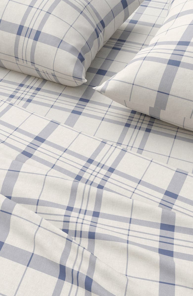 Woven & Weft Turkish Cotton Flannel Plaid Sheet Set, Alternate, color, Cool Plaid