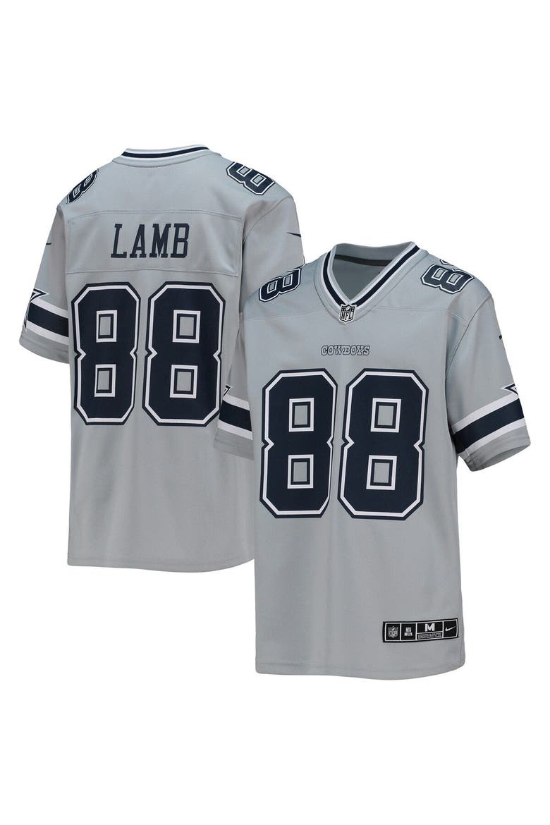 Youth Nike CeeDee Lamb Silver Dallas Cowboys Inverted Team Game Jersey, Main, color, Gray
