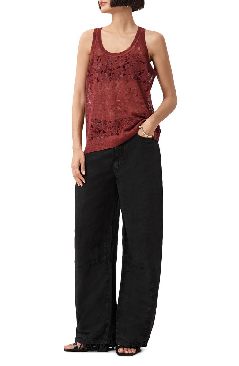 AllSaints Kaito Open Stitch Tank, Alternate, color, Rosewood Red