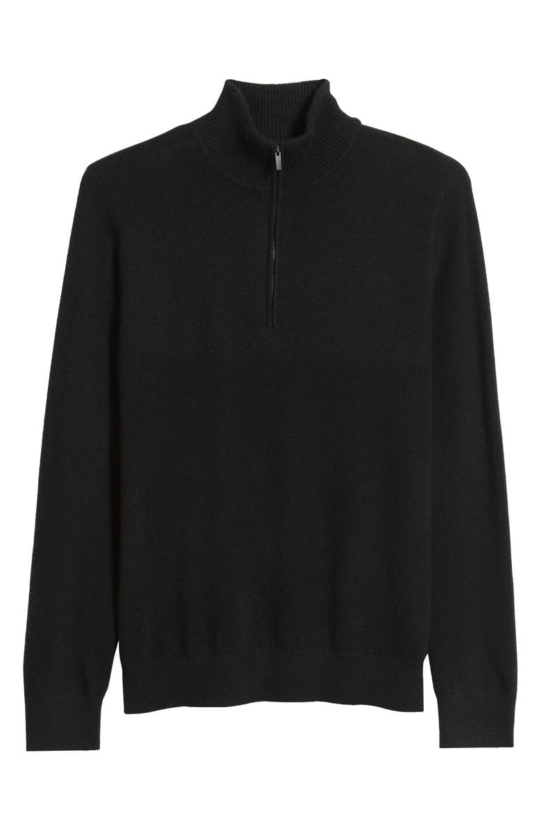 Nordstrom Quarter Zip Cashmere Sweater, Alternate, color, Black Caviar