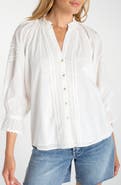 Liverpool Los Angeles Rickrack Front Button Cotton Top