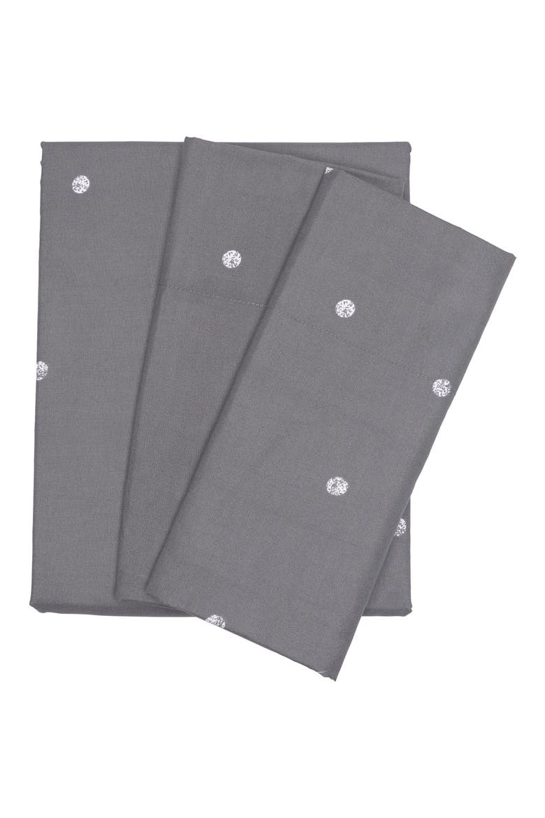 Microfiber Print Dot 4-Piece Sheet Set - Cal King, Main, color, GREY PEARL STAMPED DOT
