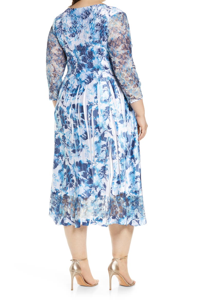 Floral Textured Cocktail Midi Dress, Alternate, color, SANTORINI