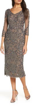 Pisarro Nights Sequin & Beaded Cocktail Sheath Dress