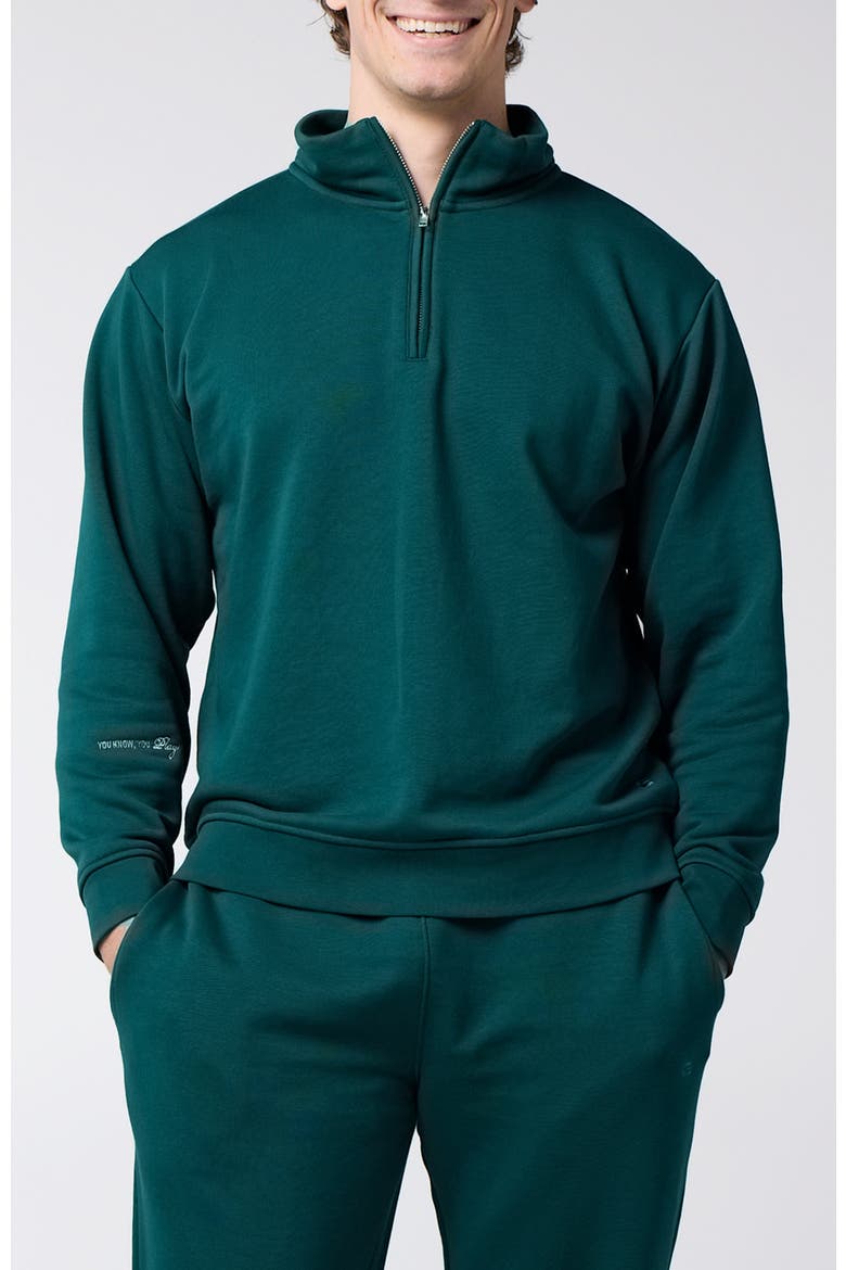 Men's Active Lifestyle You Know You Play Quarter Zip Sweatshirt, Main, color, Racing Green