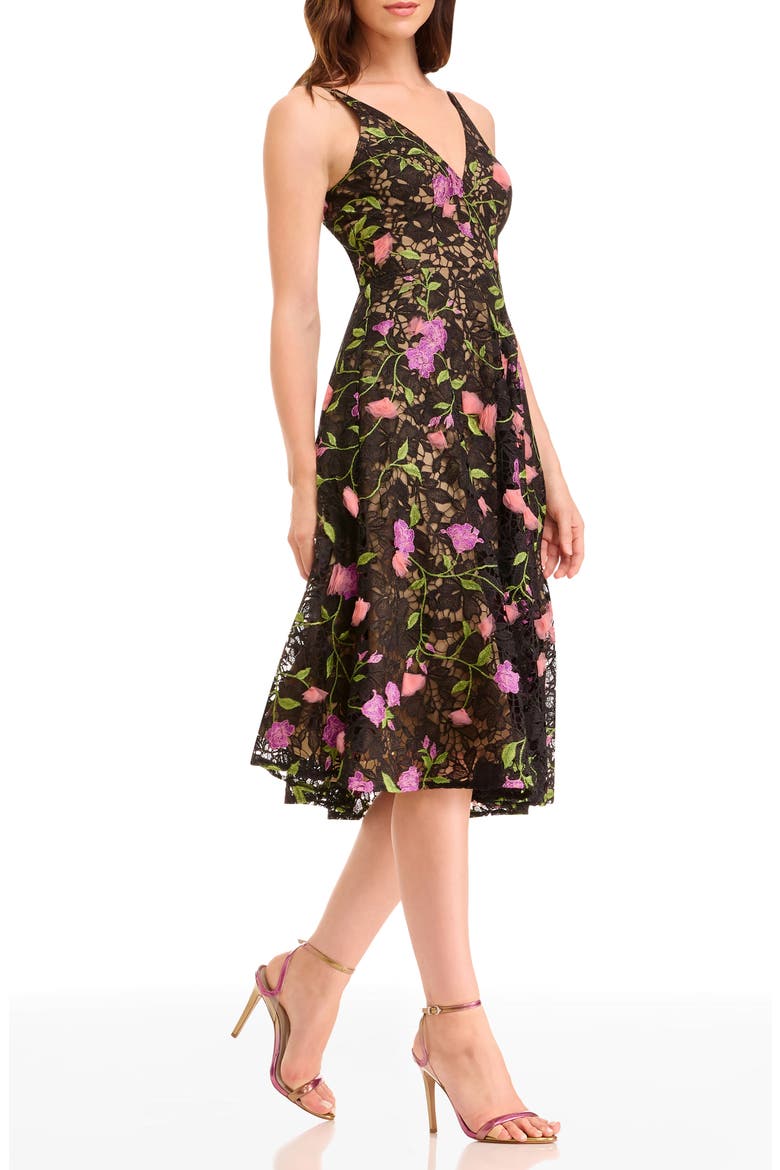 Elisa Floral Fit & Flare Cocktail Dress, Alternate, color, BLACK MULTI