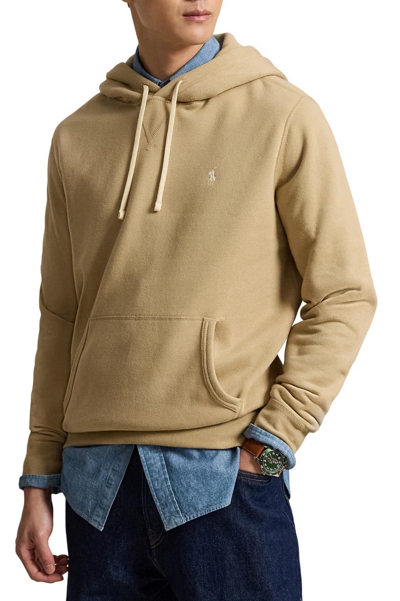 Pony Logo Fleece Hoodie, Main, color, KHAKI
