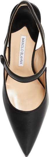 【MANOLO BLAHNIK】CAMPARISLI Pointed Toe Slingback Pumps CAMPARISLI | Black Nappa Leather Pointed Toe Slingback Pumps