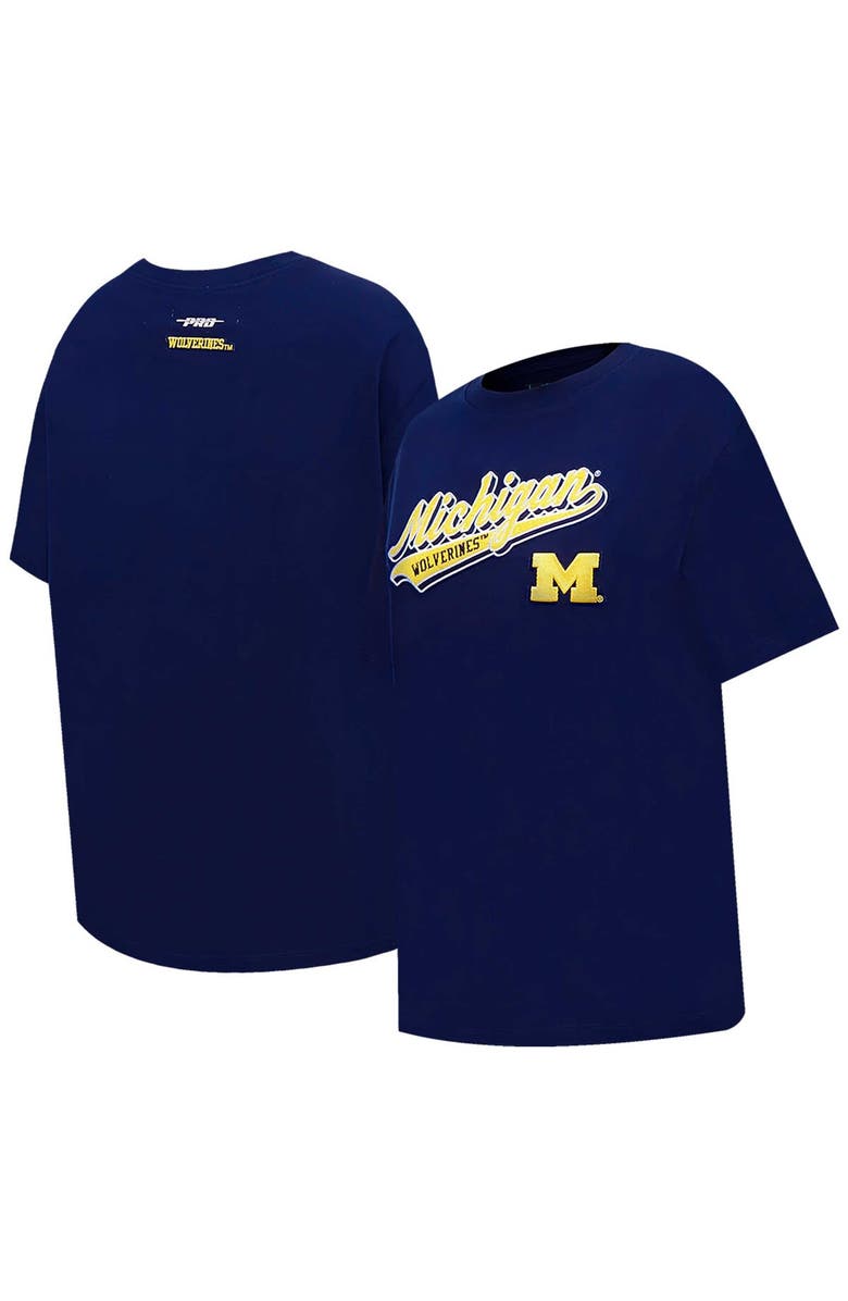 PRO STANDARD Women's Pro Standard Navy Michigan Wolverines Script Tail Oversized Boyfriend T-Shirt, Alternate, color, Navy