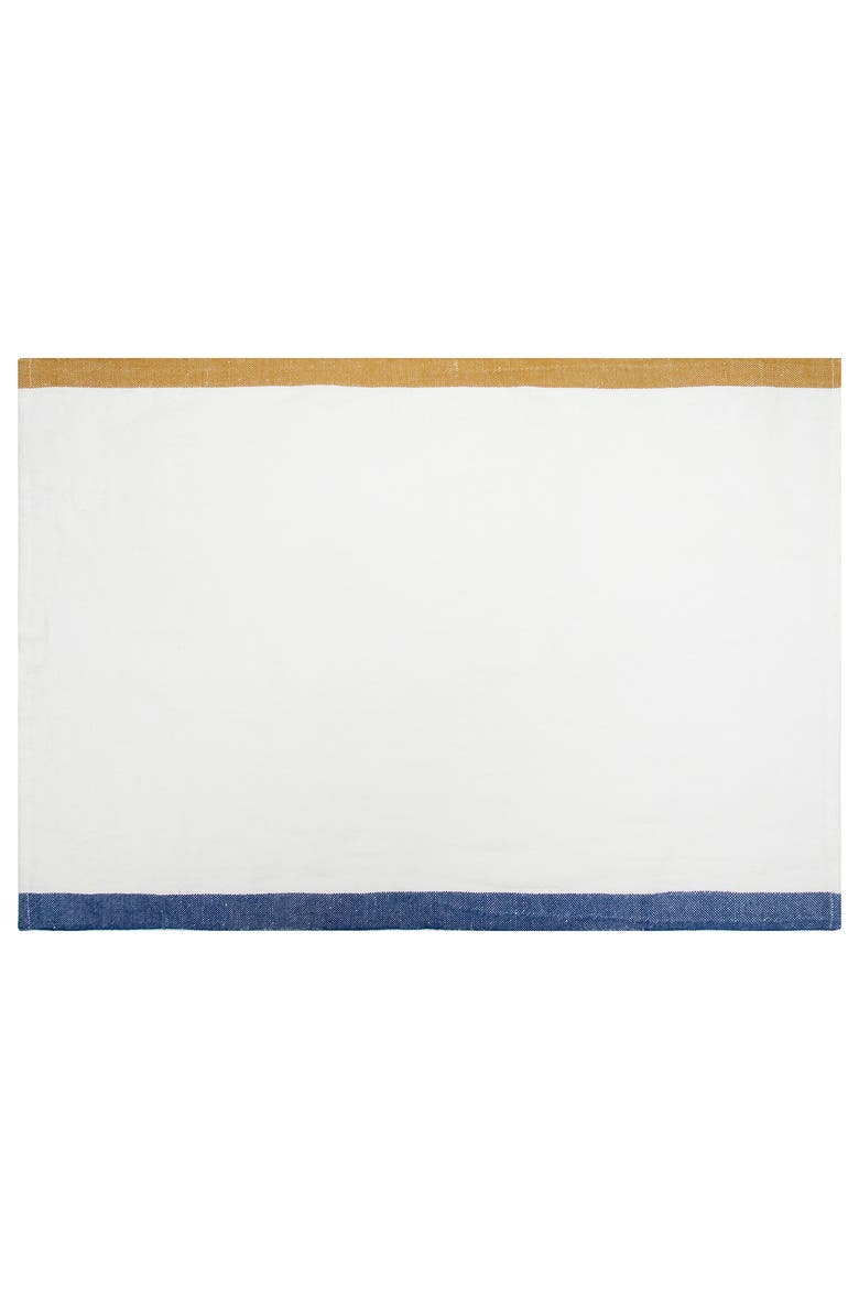 Paris White Tea Towels - Set of 2, Alternate, color, Blue, Mustard 20" x 30"