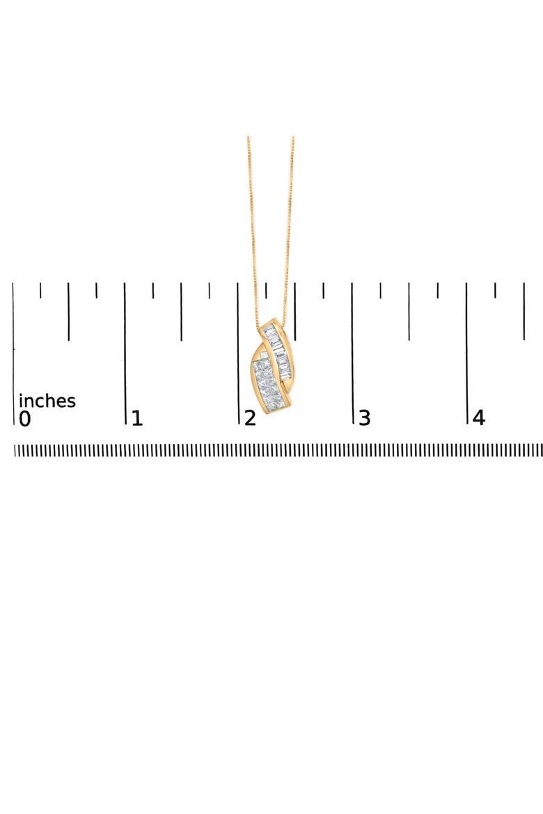 14k Yellow Gold 1 1/3 Cttw Diamond Double Curved Pendant Necklace - NO CHAIN, Alternate, color, Yellow