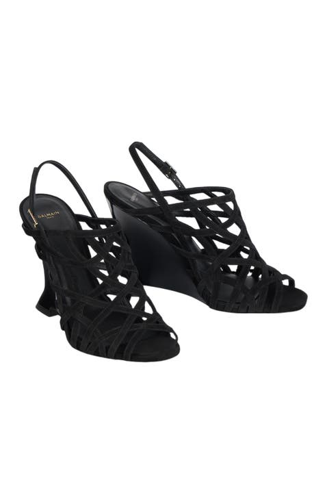 Wedge Cage Sandals in Suede