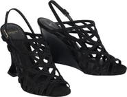 Balmain Wedge Cage Sandals in Suede