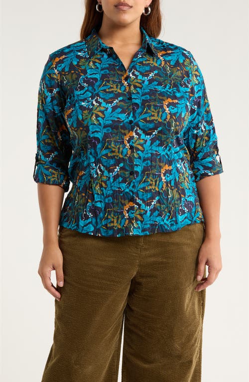 Seasalt Cornwall Larissa Printed Organic Cotton Button-up Shirt In Blue