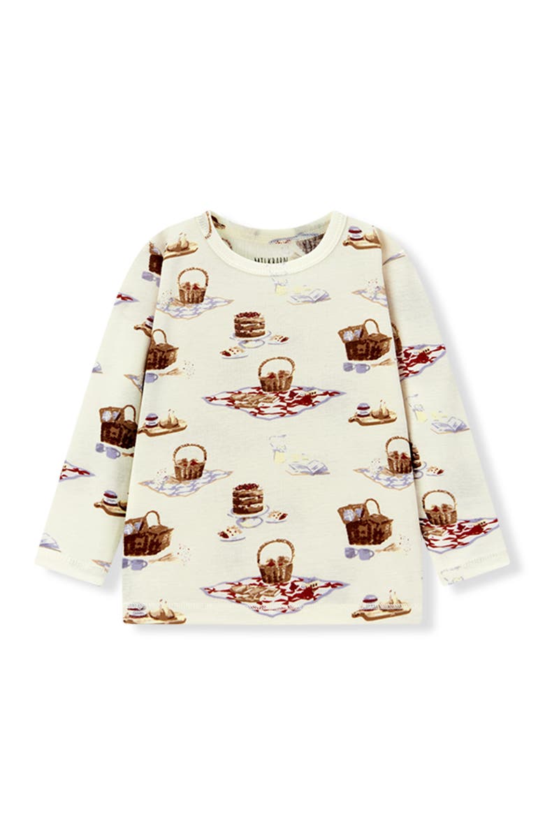 Milkbarn Organic Cotton Long Sleeve Two Piece Pajama Set, Alternate, color, Picnic