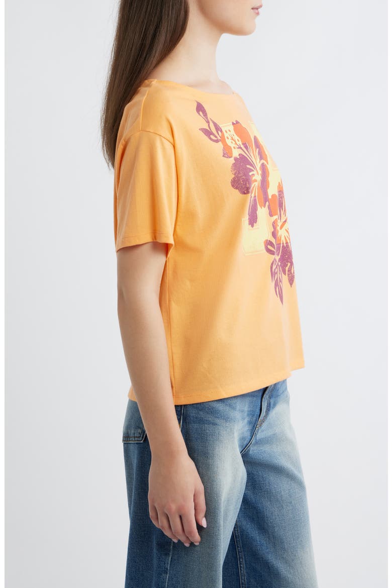 Floral Graphic T-Shirt, Alternate, color, ORANGE