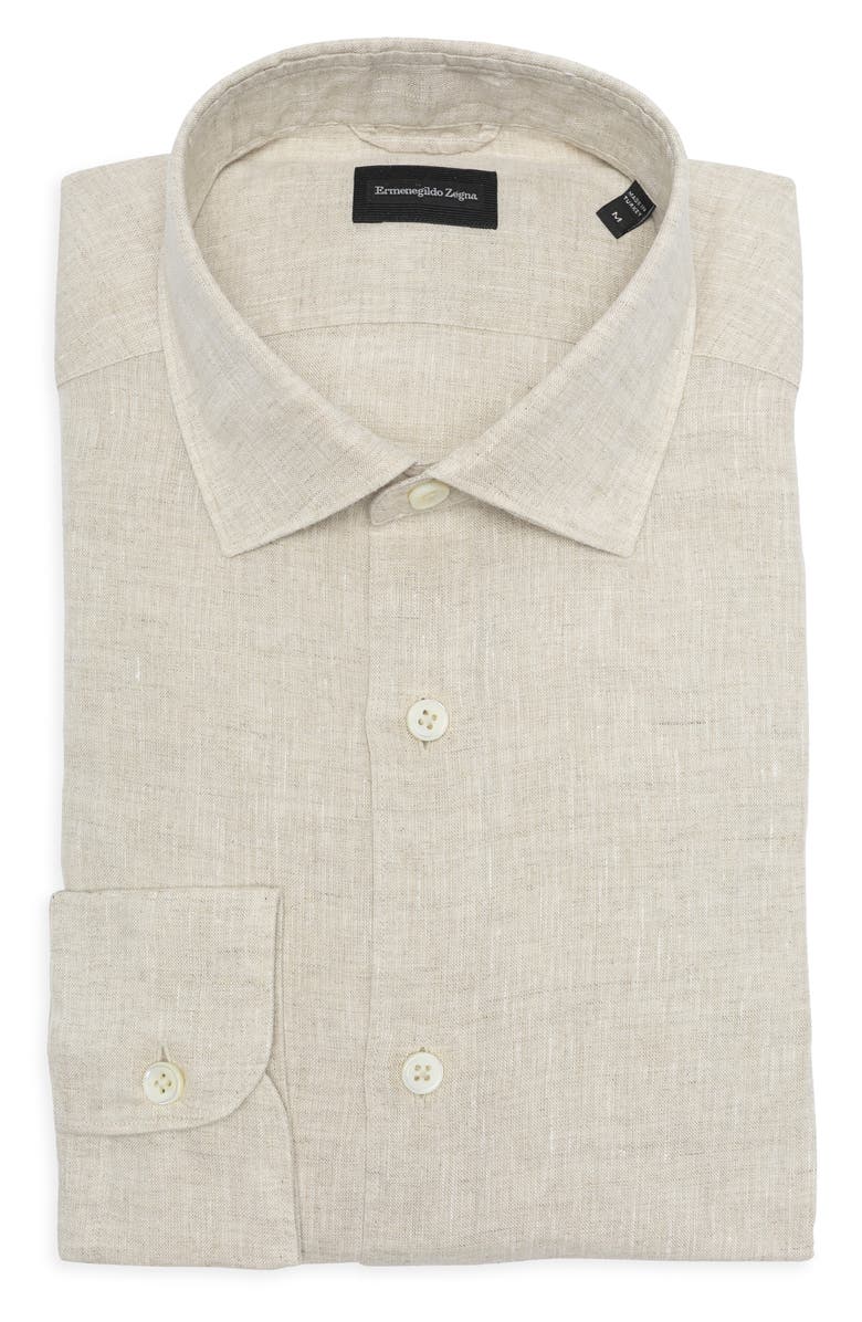 ZEGNA Pure Linen Button-Up Shirt, Main, color, 
